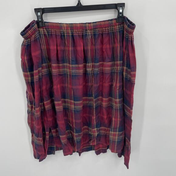 Anthropologie Cloth & Stone Homestead Plaid Off the Shoulder Blouse // S - Picture 4 of 11